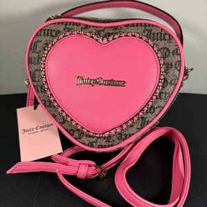 Juicy Couture Taupe DK Brown Love Never Dies Mini Tote Crossbody Pink - NWT
